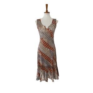 Komarov Womens Sleeveless V Neck Maxi Dress Brown S Small